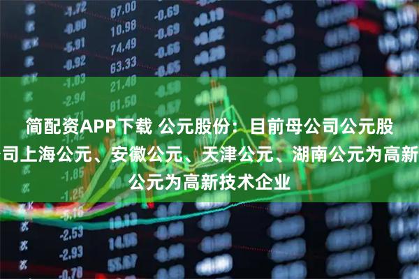 简配资APP下载 公元股份：目前母公司公元股份及子公司上海公元、安徽公元、天津公元、湖南公元为高新技术企业
